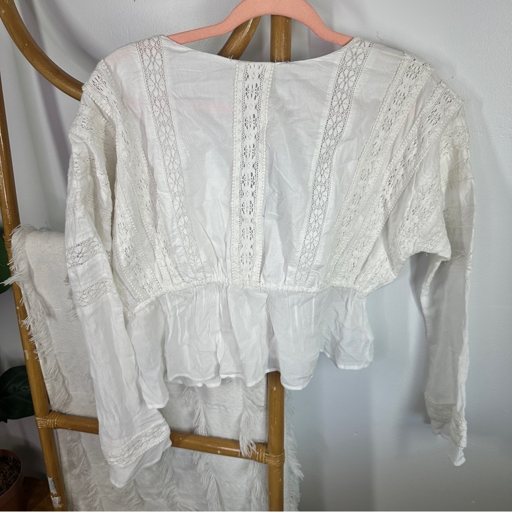 NWT Allsaints White Eyelet Boho Top sz 0 - Picture 6 of 10